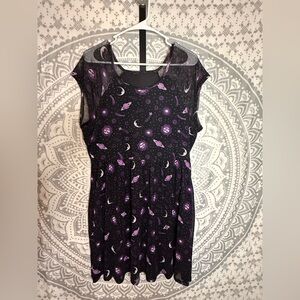 Hot Topic Black and Purple Celestial Midi Dress